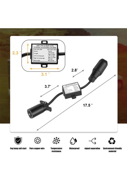 Abd&#39;den Avrupa Römorku Işık Dönüştürücüsü 7 Yolu Düz Soket (Abd Aracı)-13 Pimli Yuvarlak Fişe (Ab Fragman) (Yurt Dışından) indirimleri