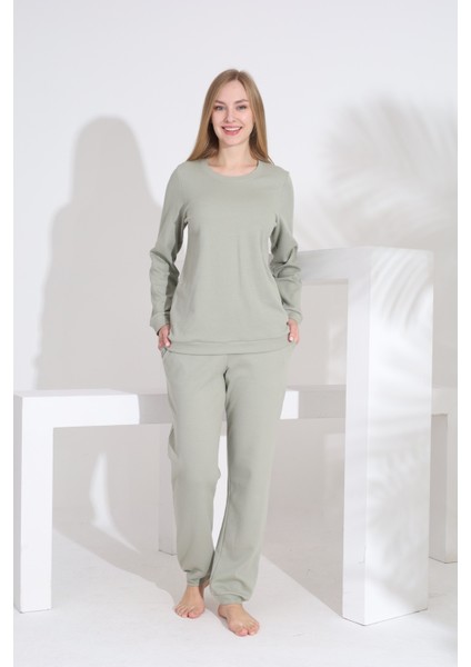 %100 Pamuk Petek Örgü Kumaş Uzun Kol Manşetli Cepli Kadın Pijama Takımı 98520 fiyatları