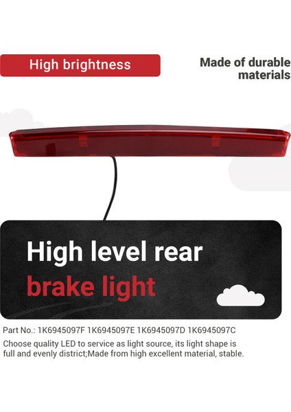 Araba Yüksek Montaj Durdurma Lambası 3. Üçüncü Fren Işığı Arka Kuyruk Işığı Vw Golf Mk5 Mk6 R32 Polo Passat 1K6945097 (Yurt Dışından) fırsatları