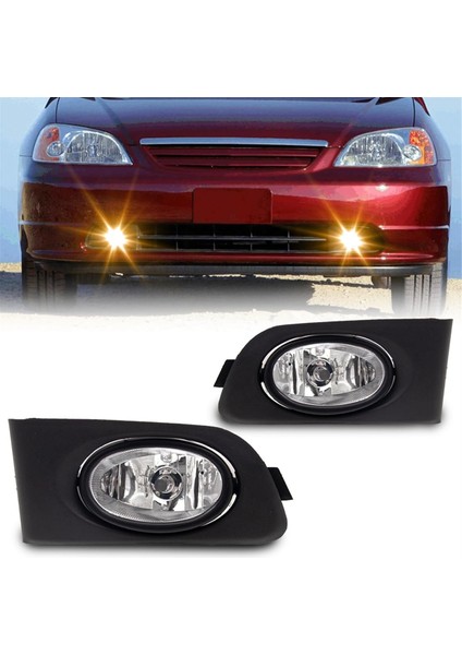 Honda Civic Için Ön Tampon Sis Farları Montajı 2001 2002 Anahtar Kablo Seti Aksesuarları ile Sis Farları (Yurt Dışından) fırsatları
