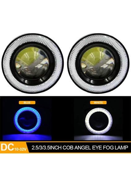 1 Çift 3,5 Inç Araba LED Sis Lambası 12V Cob Angel Gözler Halka Lens 30W Yüksek Parçası Kobu Çip Işık Beyaz Işık (Yurt Dışından) modelleri
