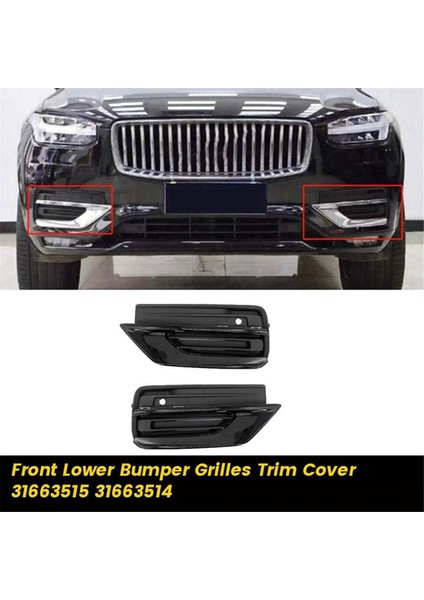 Sol Ön Alt Tampon Grilles Trim Kapağı 31663514 Volvo XC90 2019-2022 Sis Işığı Izgarası 31663512 31663518 31663539 (Yurt Dışından) modelleri