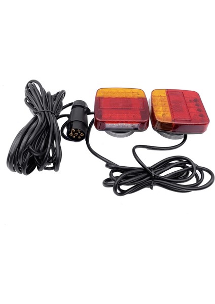 Römork Kamyonu Fren Sinyali Işık Yan Işıkları Için 7 Pimli Fiş Teli Seti Mıknatıslı Evrensel 20 LED 12V Arka Işın (Yurt Dışından) fiyatları