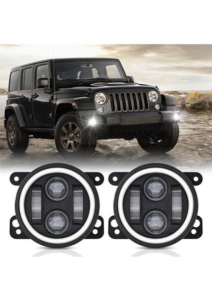 4 Inç Melek Gözler LED Sisli Işık Arabası Ön Sisleme Yedek Otomatik Lamba Drl Offroad Için Sis Lambası Sürüş Sis Lambası (Yurt Dışından) indirimleri