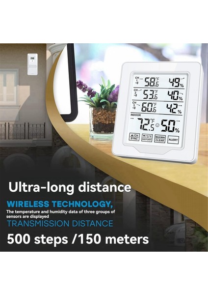Dijital Termometre ve Higrometre 3 Sensör Ekranlı Beyaz Arkadan Aydınlatmalı Büyük Ekran Kaydedici ile Iç Mekan Nemi (Yurt Dışından) fırsatları