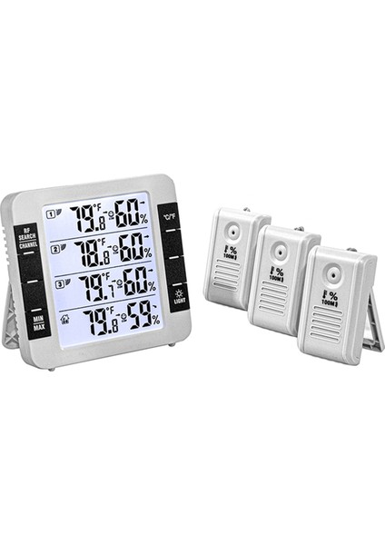 Higometre 100M Kablosuz Dijital Kapalı Dış Mekan Termometresi 3 Sensörlü Ev ve Ofis Için Higrometre Hava Istasyonu (Yurt Dışından)