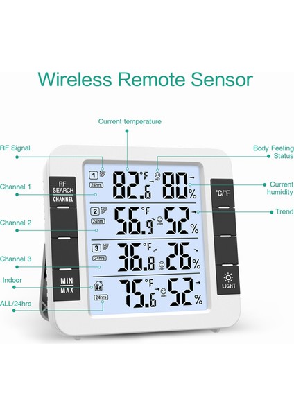 Higometre 100M Kablosuz Dijital Kapalı Dış Mekan Termometresi 3 Sensörlü Ev ve Ofis Için Higrometre Hava Istasyonu (Yurt Dışından) modelleri