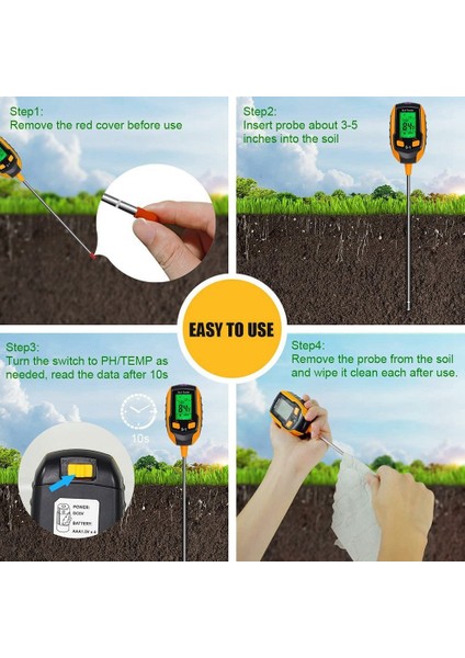 Toprak Ph Metre, 4 Aradan 1 Toprak Test Cihazı Nemi, Ph/sıcaklık/ışık ile Dijital Bitki Nem Ölçer, Toprak Nem Ölçer (Yurt Dışından) indirimleri
