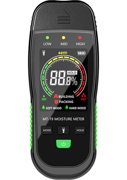 MT19 Renkli Ekran Ahşap Nem Ölçer Duvar Nem Içerik Test Cihazı Karton Nem Dedektörü Çimento Tuğla Nemi (Yurt Dışından)