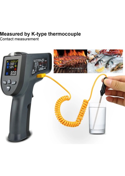 Kaemeasu Temassız Termometre Endüstriyel Yüksek Sıcaklık Termometresi Dijital Renkli Ekran Kızılötesi Termometre (Yurt Dışından) indirimleri