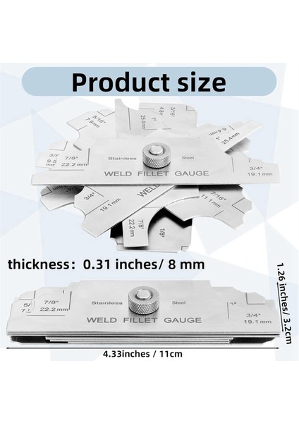 Gösterge Kiti 7 Parça Fileto Kaynak Gösterge Gage Seti, Tek Kaynak Gösterge ve Paslanmaz Çelik Köprü Kam Göstergesi Kitini Içeriyor (Yurt Dışından) fiyatları