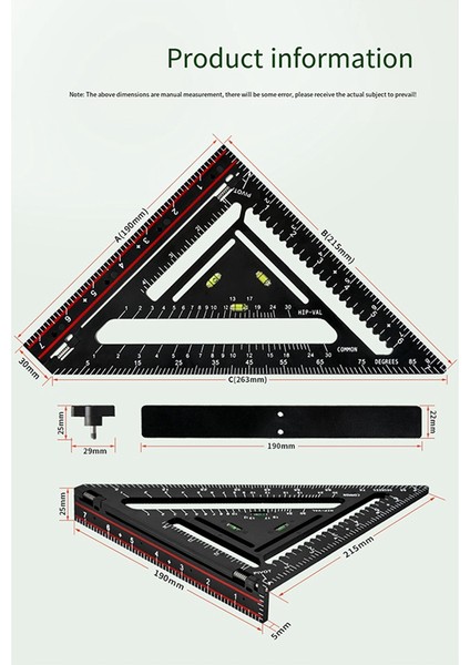 45 ve 90 Derece Düzeni Için Ahşap Işleme, Işaretleme Cetveli, Çok Fonksiyonlu Katlanabilir Ölçüm Aracı Için Üçgen Cetvel (Yurt Dışından) indirimleri