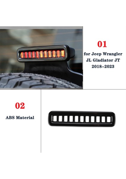 Siyah Araba Yüksek Fren Işık Lambası Kapağı Jeep Wrangler Için Jl Gladiator Jt 2018-2023 (Yurt Dışından) fırsatları