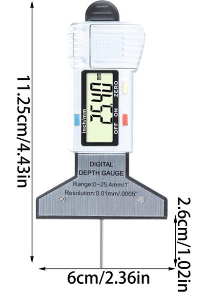 Dijital Lastik Sırt Derinliği Metre Basma Derinliği Dedektör Dijital Lastik Derinlik Göstergesi LCD Ekran Dijital 0.25.4mm Aralık (Yurt Dışından) modelleri