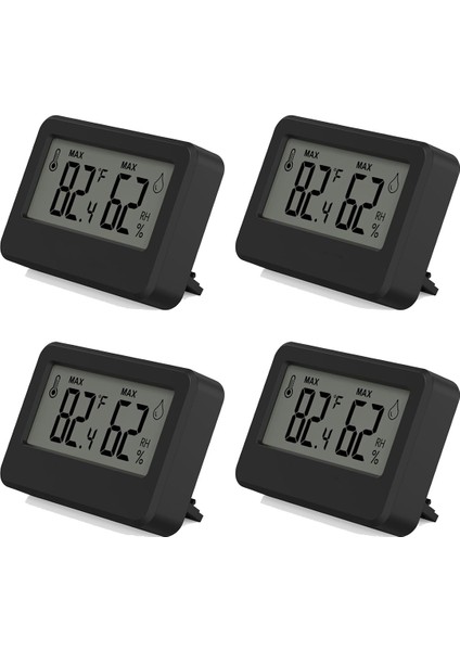 4pcs Dijital Higrometre ve Termometre, Manyetik ve Tablositli Sürüngen Termometresi, Sıcaklık ve Nem Siyah (Yurt Dışından)