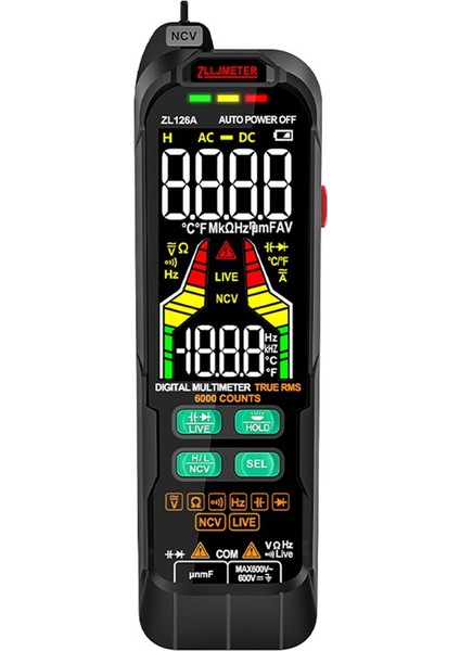 Zlljmetre Smart Multimetre Dijital Ac Dc Akım Voltaj Dedektörü Kalem Kapasitans Temp Otomatik Aralık Test Cihazı Multimetre ZL126A (Yurt Dışından)