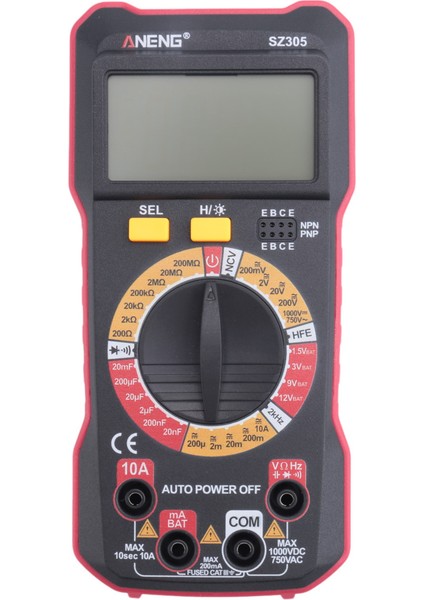 Aneng SZ305 1999 Multimetre Kondansatör Test Edicileri Sayısı Akıllı Voltmetre Ac/dc Voltaj Akım Direnci Ohm Test Araçları Kırmızı (Yurt Dışından) fırsatları
