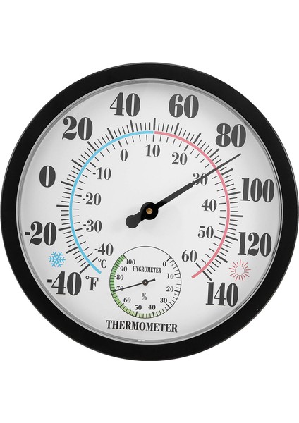 Iç Mekan Dış Termometre Bahçe Duvar Veranda Hava Termometresi Higrometre, Çok Sayıda Çapında (Siyah) (Yurt Dışından)