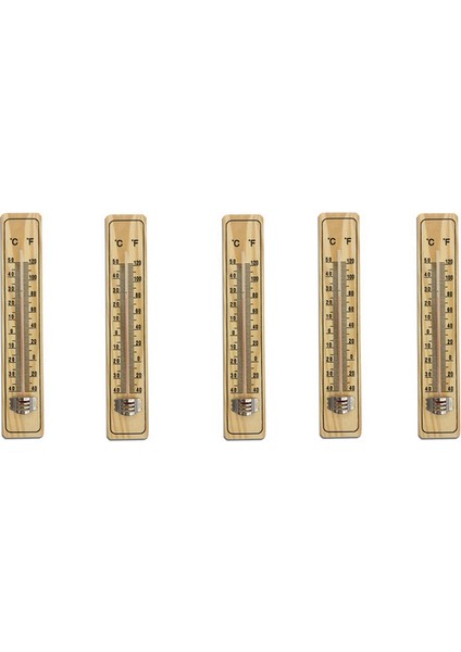 5 Adet Orta Boy Ahşap Termometre, Cam Termometre ve Ev Termometresi (Yurt Dışından)