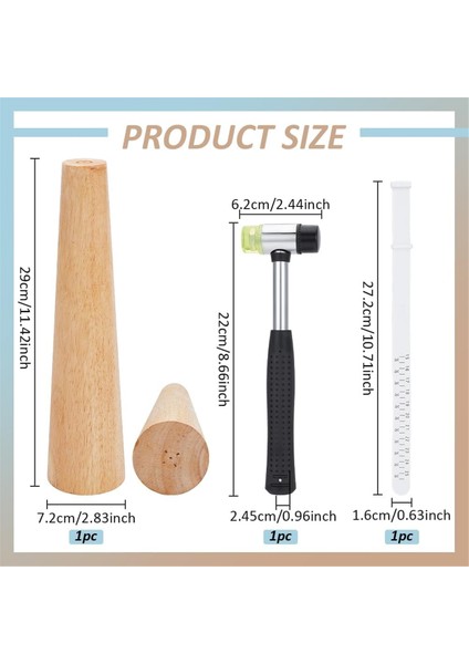 3pcs Ahşap Bilezik Mandrel Aracı, Bileklik Şekillendirici Sizer Ölçüm Aracı Kitleri Kucak Mücevher Yapımı Için Kauçuk Takı Çekiç (Yurt Dışından) modelleri