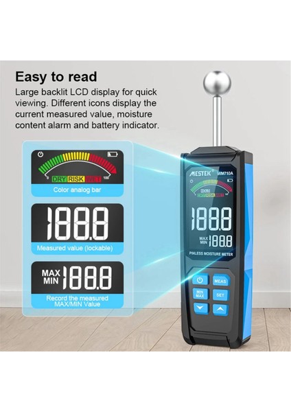 Mestek Dijital Ahşap Nem Ölçer Ahşap Nem Dedektörü Nem Test Cihazı Temassız Nem Test Cihazı (Yurt Dışından) modelleri