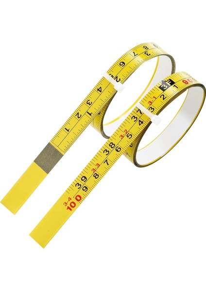 2 Paket Çelik Kendi Kendine Yapışkan Ölçüm Bandı, Sağdan Sola 100 cm Veya 39 Inçlik Emperyal ve Metrik Cetvel Bandı (Yurt Dışından)