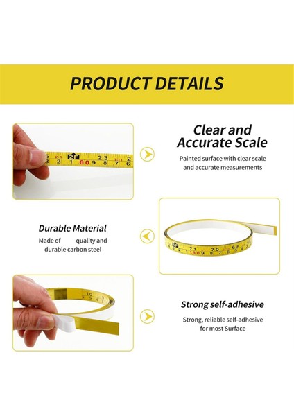 2 Paket Çelik Kendi Kendine Yapışkan Ölçüm Bandı, Sağdan Sola 100 cm Veya 39 Inçlik Emperyal ve Metrik Cetvel Bandı (Yurt Dışından) fırsatları