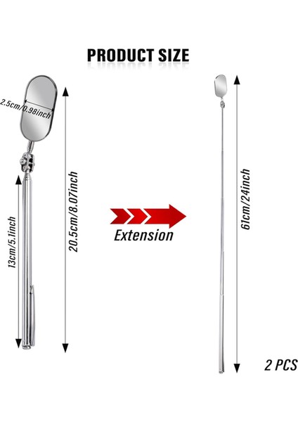 2 Adet Teleskopik Denetim Aynası, Araba Muayene Aynası, Araç Muayenesi Için Geri Çekilebilir Uzatma Aynası (Yurt Dışından) indirimleri