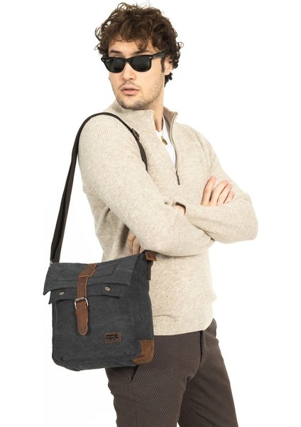 Kanvas Kapaklı Çok Gözlü Çapraz Postacı Çanta Siyah fiyatları