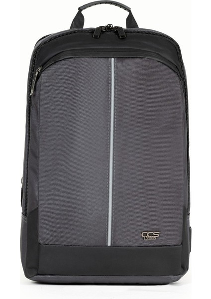 15,6 Inç Laptop ve Tablet Bölmeli Körüklü USB Kablolu Sırt Çantası Gri