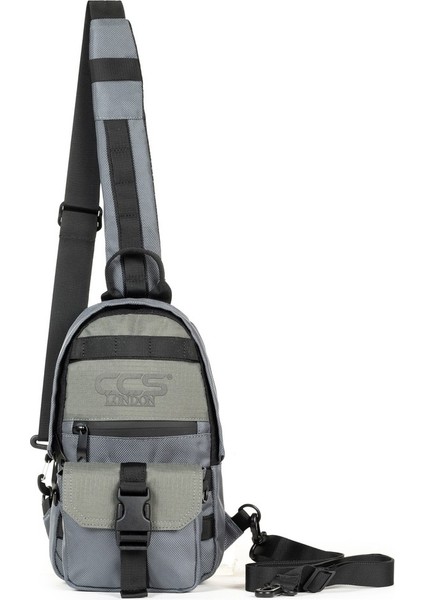 Kumaş Çapraz Çok Bölmeli Göğüs Çantası Gri