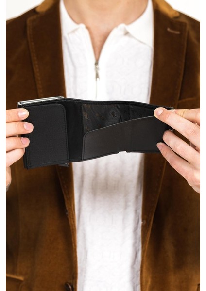 Mekanizmalı Hakiki Deri Kartlık Cüzdan