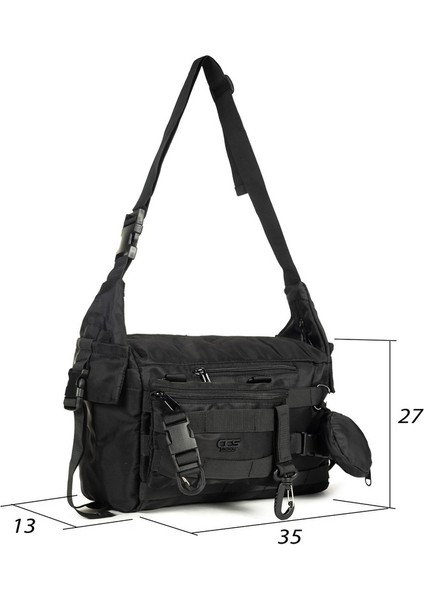 Çok Gözlü Çıkartılabilen Aksesuarlı Postacı Çantası Siyah modelleri