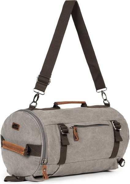 Kanvas Kumaş Silindir Çok Gözlü Hem Sırt Hem Omuz & El Çantası Gri fiyatları