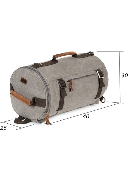 Kanvas Kumaş Silindir Çok Gözlü Hem Sırt Hem Omuz & El Çantası Gri modelleri