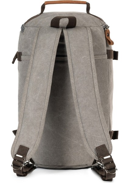 Kanvas Kumaş Silindir Çok Gözlü Hem Sırt Hem Omuz & El Çantası Gri