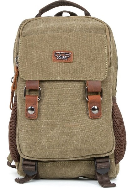 "minimalizmin Büyüsü: Çok Gözlü Kanvas Mini Sırt Çantası Haki