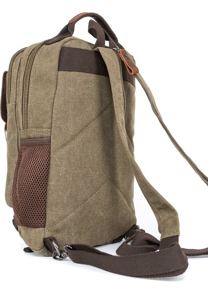 "minimalizmin Büyüsü: Çok Gözlü Kanvas Mini Sırt Çantası Haki fırsatları