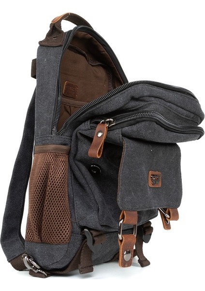 "minimalizmin Büyüsü: Çok Gözlü Kanvas Mini Sırt Çantası Haki