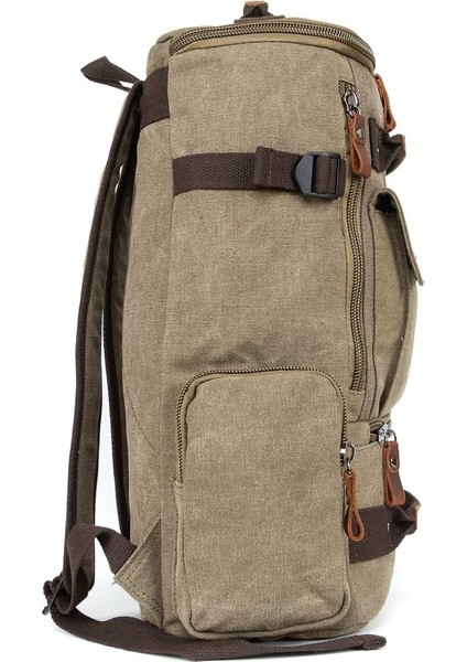 Kampçıların Vazgeçilmezi: Çok Gözlü, Laptop Bölmeli Kanvas Kumaş Kamp Çantası" Haki modelleri