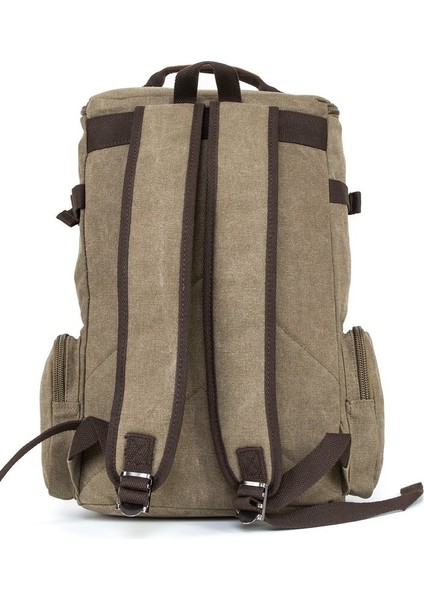 Kampçıların Vazgeçilmezi: Çok Gözlü, Laptop Bölmeli Kanvas Kumaş Kamp Çantası" Haki fırsatları