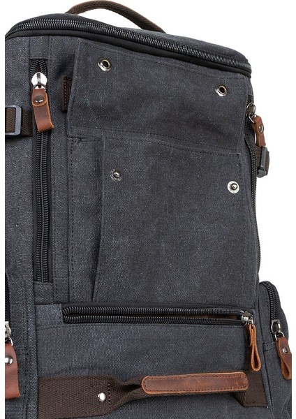 Kampçıların Vazgeçilmezi: Çok Gözlü, Laptop Bölmeli Kanvas Kumaş Kamp Çantası" Haki