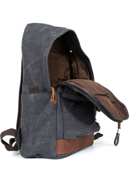 Çok Gözlü Tasarım, Yağmur Geçirmez Koruma: Kanvas Kumaş Sırt Çantası" Siyah