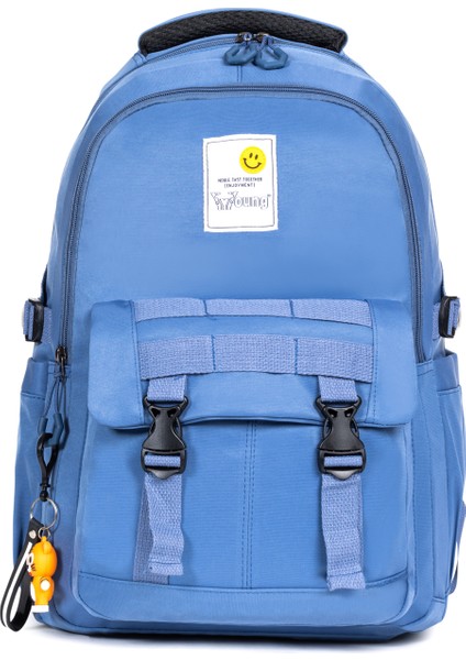 Okula ve Uzak Diyarlara Hazır: 15,6 Inç Laptop Bölmeli Seyahat Sırt Çantası" Mavi