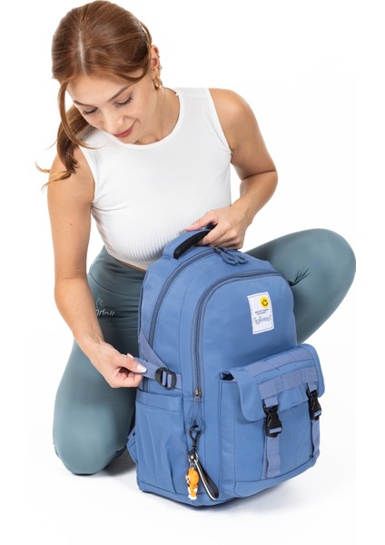 Okula ve Uzak Diyarlara Hazır: 15,6 Inç Laptop Bölmeli Seyahat Sırt Çantası" Mavi fırsatları