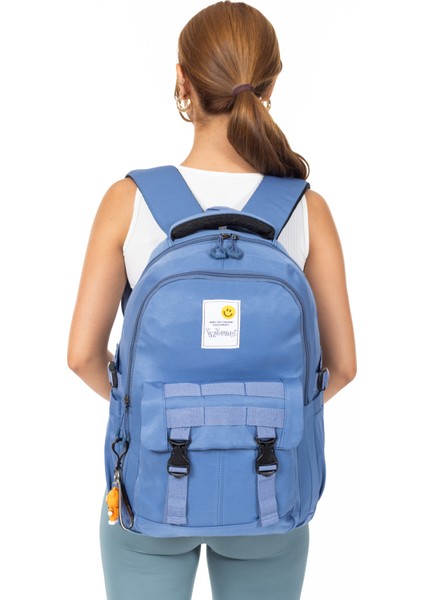 Okula ve Uzak Diyarlara Hazır: 15,6 Inç Laptop Bölmeli Seyahat Sırt Çantası" Mavi