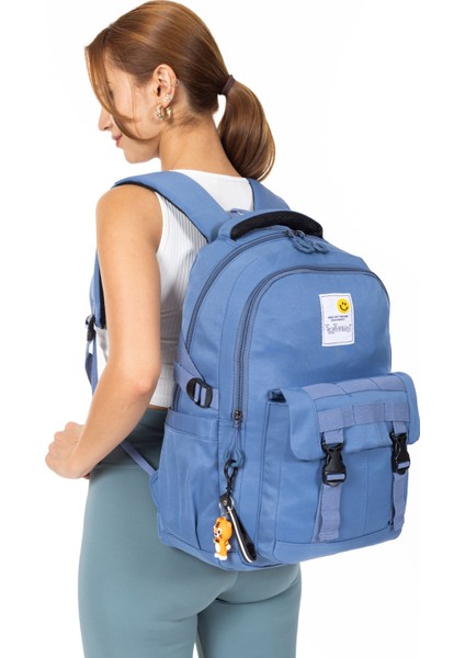 Okula ve Uzak Diyarlara Hazır: 15,6 Inç Laptop Bölmeli Seyahat Sırt Çantası" Mavi