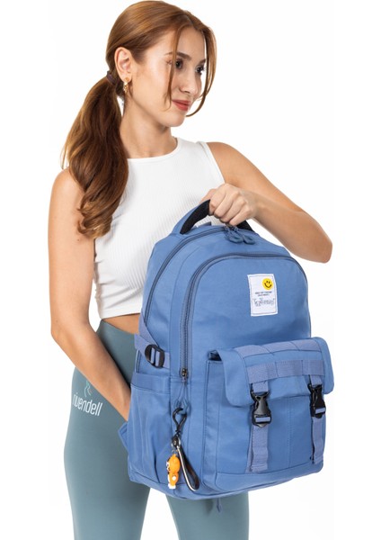 Okula ve Uzak Diyarlara Hazır: 15,6 Inç Laptop Bölmeli Seyahat Sırt Çantası" Mavi