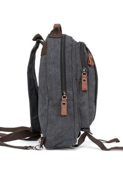 "stil ve Fonksiyonun Mükemmel Dengesi: Çok Gözlü Mini Kanvas Sırt Çantası Siyah modelleri