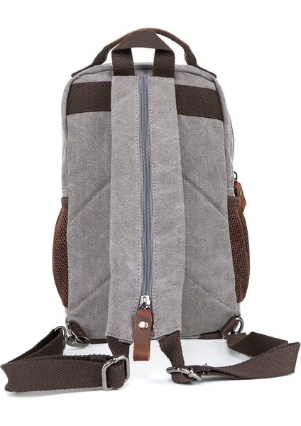 "minimalizmin Büyüsü: Çok Gözlü Kanvas Mini Sırt Çantası Gri modelleri